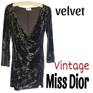 Vintage Miss Dior Black Velvet Mini Dress 1970s?